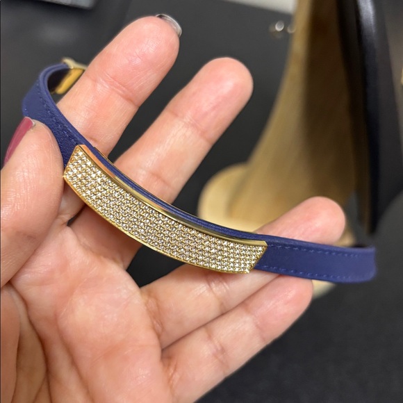 Swarovski Blue Gold Leather Wrap Bracelet - Picture 6 of 7